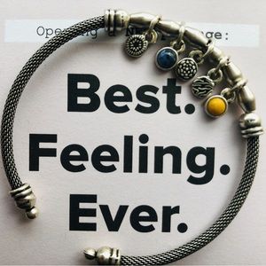 Never Worn - Alex And Ani - Silver Flex Cuff Charm Bracelet - New Beginnings